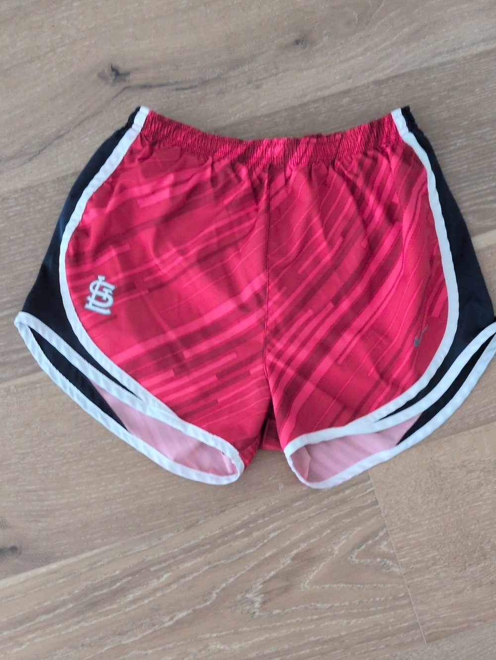 Nike Red and Navy Women's Athletic Shorts with White Trim